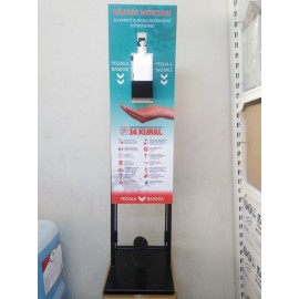 Metal Pedallı El Dezenfektan Aparat Standı Ayak Basmalı