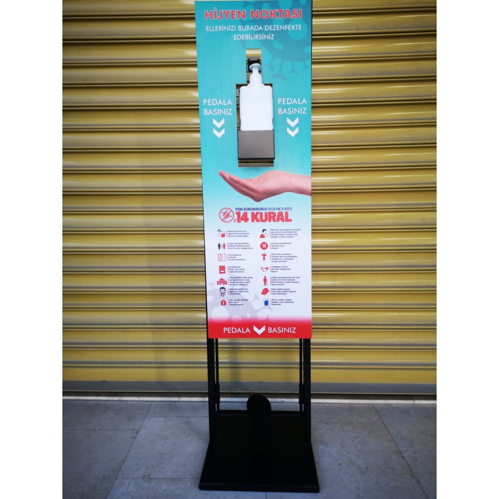 Metal Pedallı El Dezenfektan Aparat Standı Ayak Basmalı