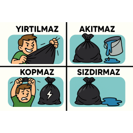 Dökme Çöp Poşeti Jumbo Boy 80 cm X 110 cm Siyah 25 kg